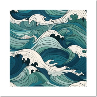 Ephemeral Crests: Hokusai Waves Reimagined Posters and Art